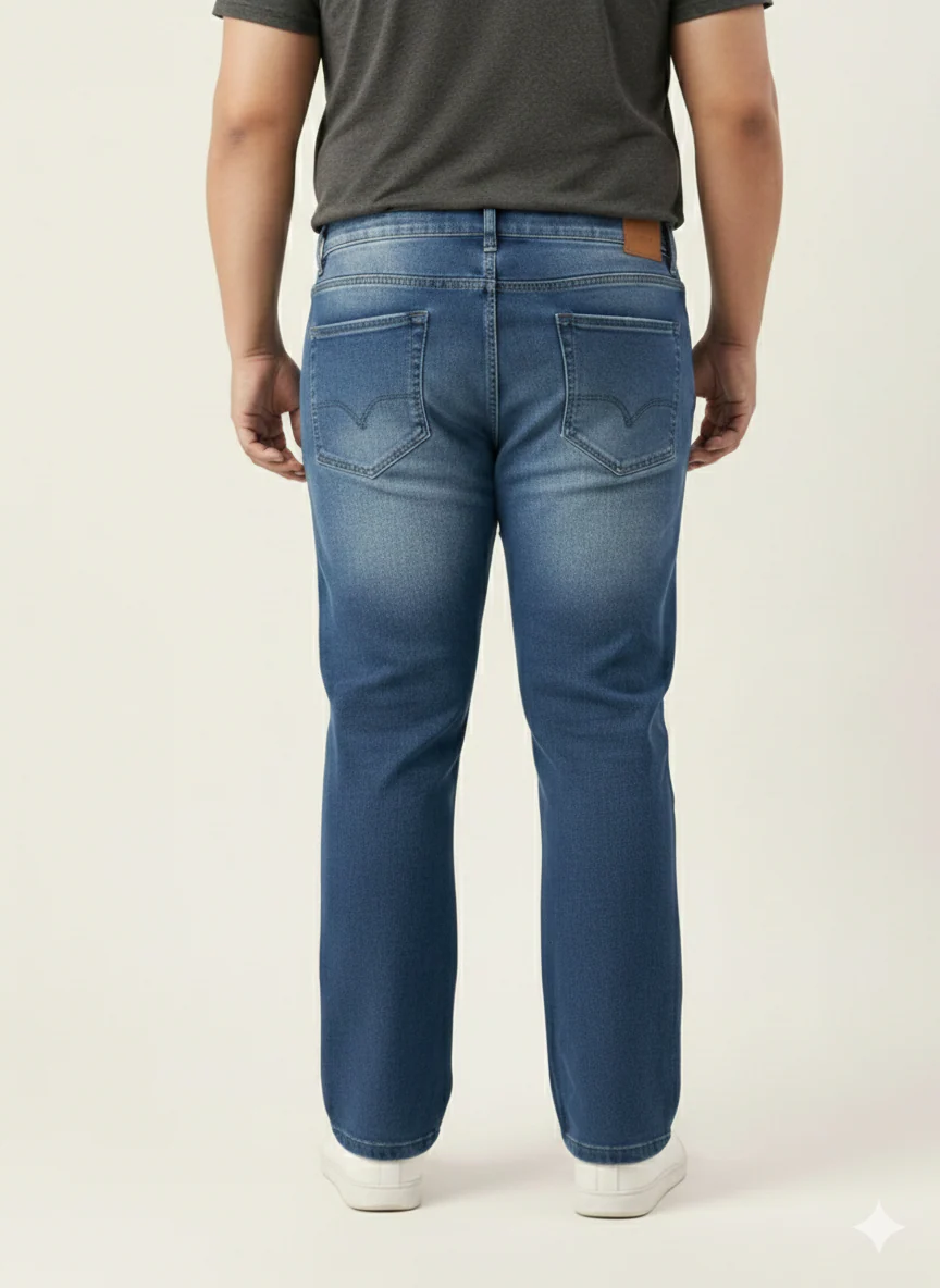 Plus Size Comfort Regular-Fit Heavy Fade Stretchable Cotton Jeans - Image 5