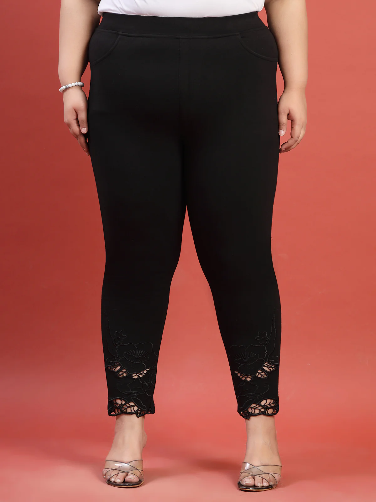 Plus Size Ladies Jegging With Skalping Embroidered - Image 5