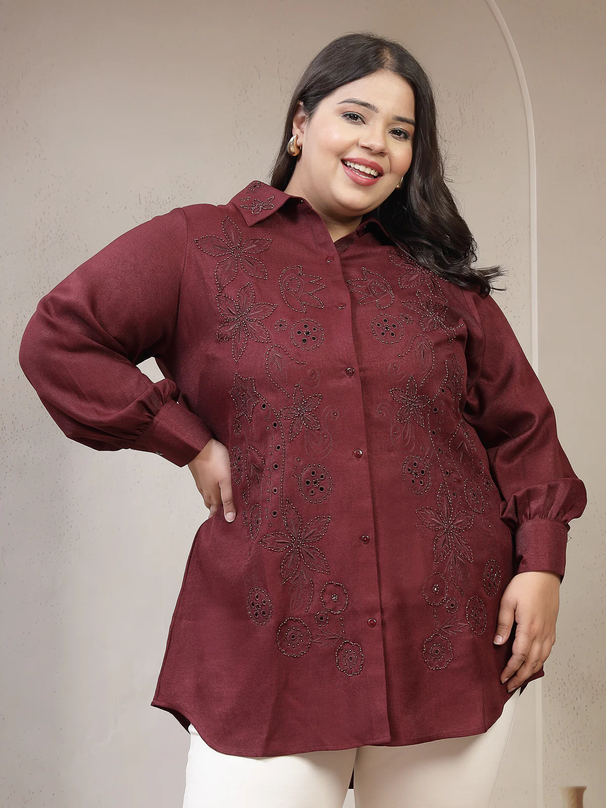 Plus Size Emb Tunic With Hand Embellishments - Image 3