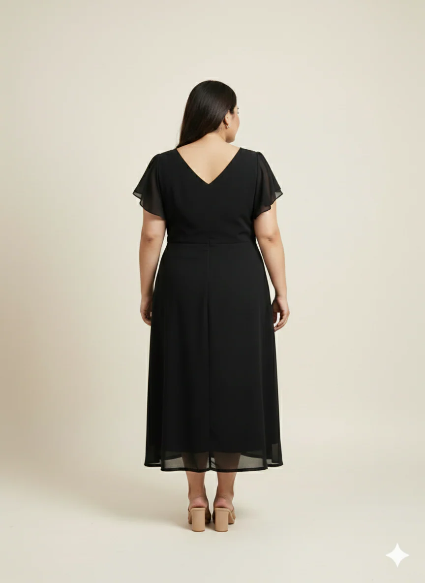 Plus Size Flutter Sleeve Midi Dress - Image 5