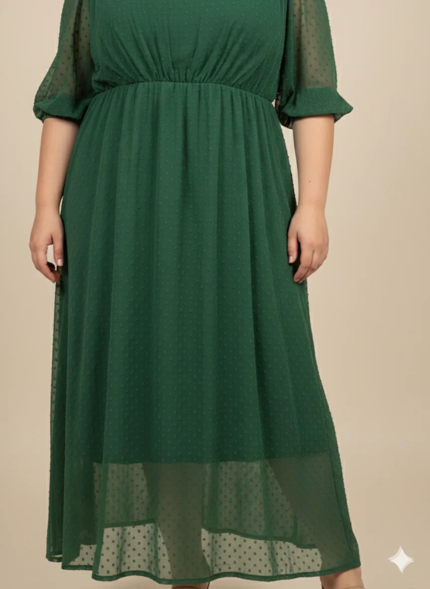Plus Size Green A-Line Dress - Image 2