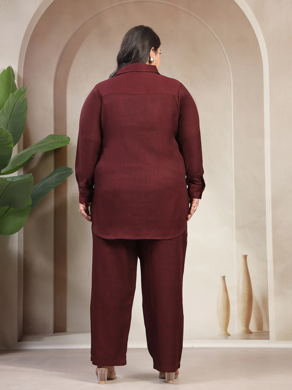 Plus Size Hand Embellishment Shirt Collar Long sleeves Trousers Co-Ords - Image 3