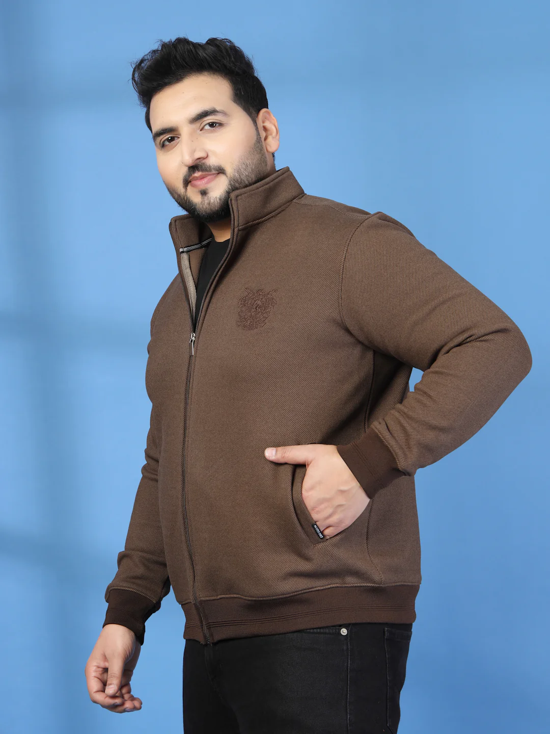 Plus Size Men Bomber with Embroidered Jacket - Image 6