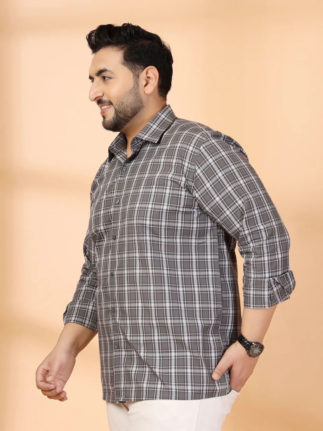 Plus Size Men Classic Checked Casual Shirt - Image 4