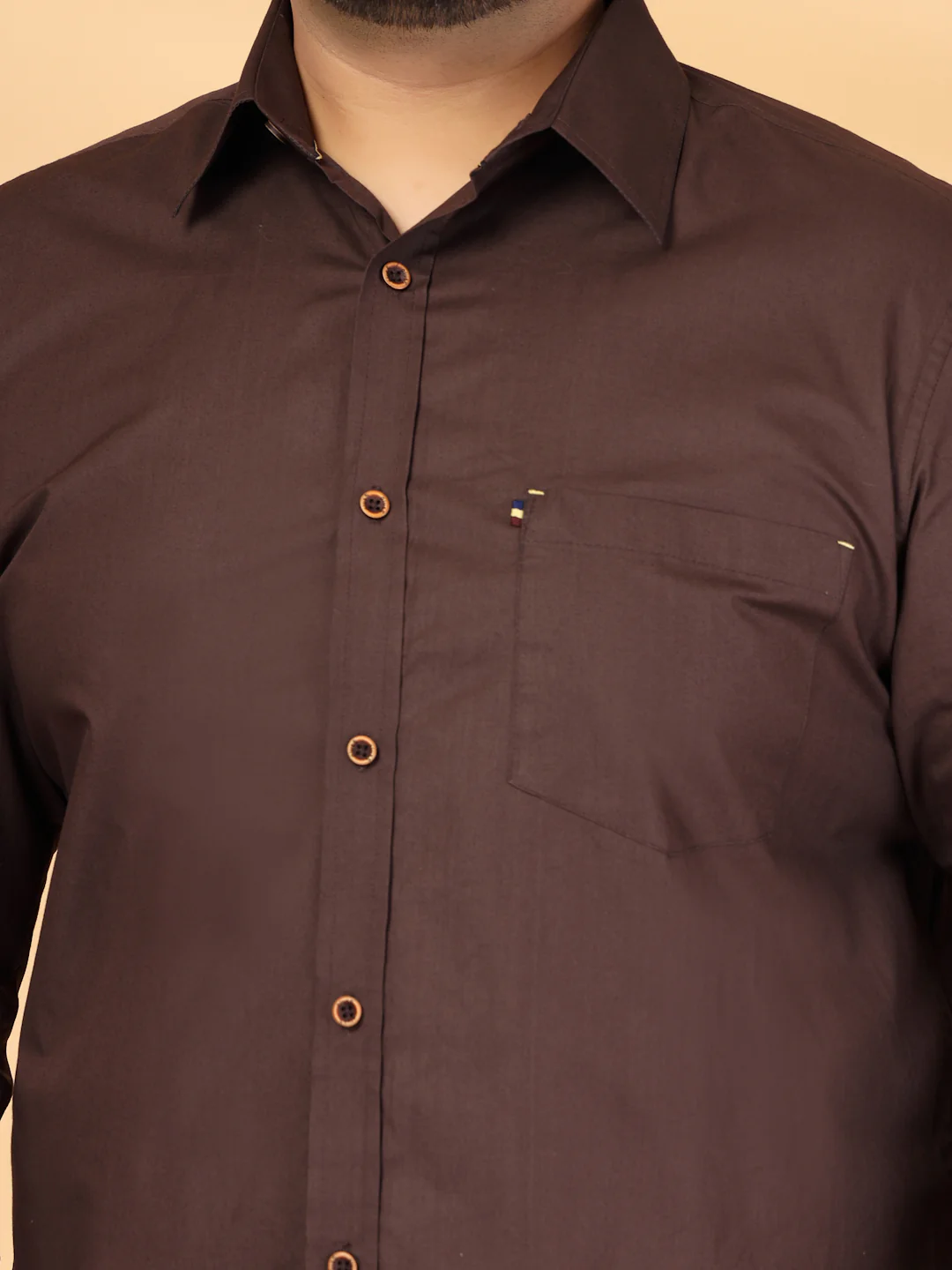 Plus Size Men Classic Fit Solid Spread Collar Cotton Casual Shirt - Image 6