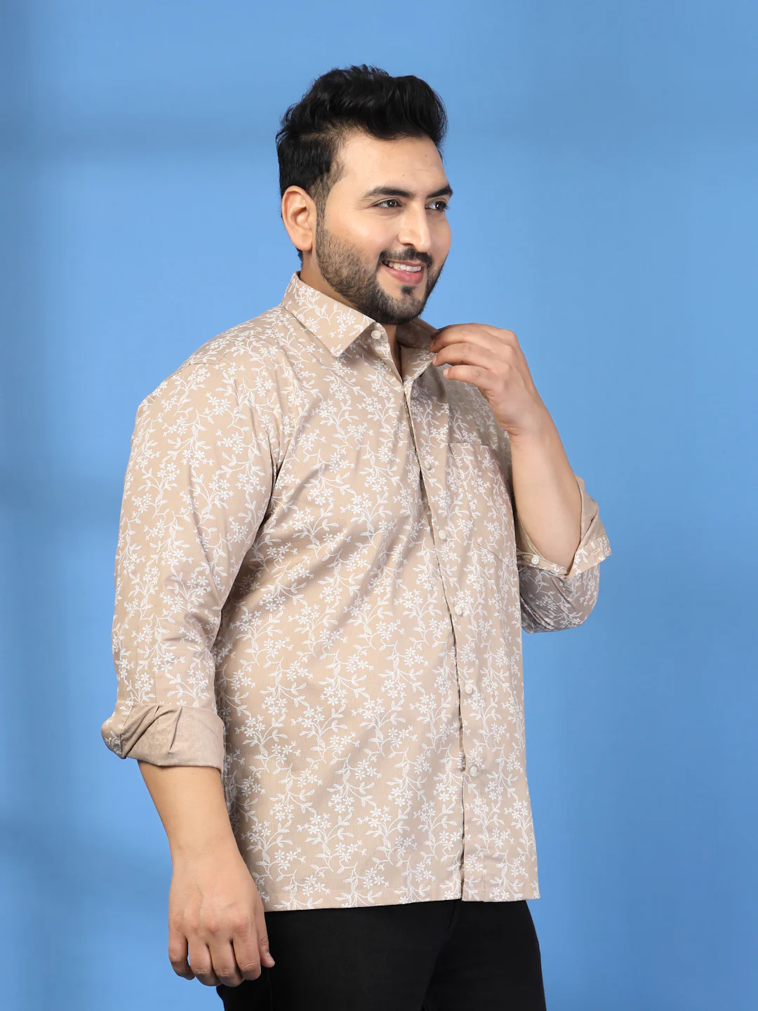 Plus Size Men Classic Floral Printed Formal Shirt - Image 6
