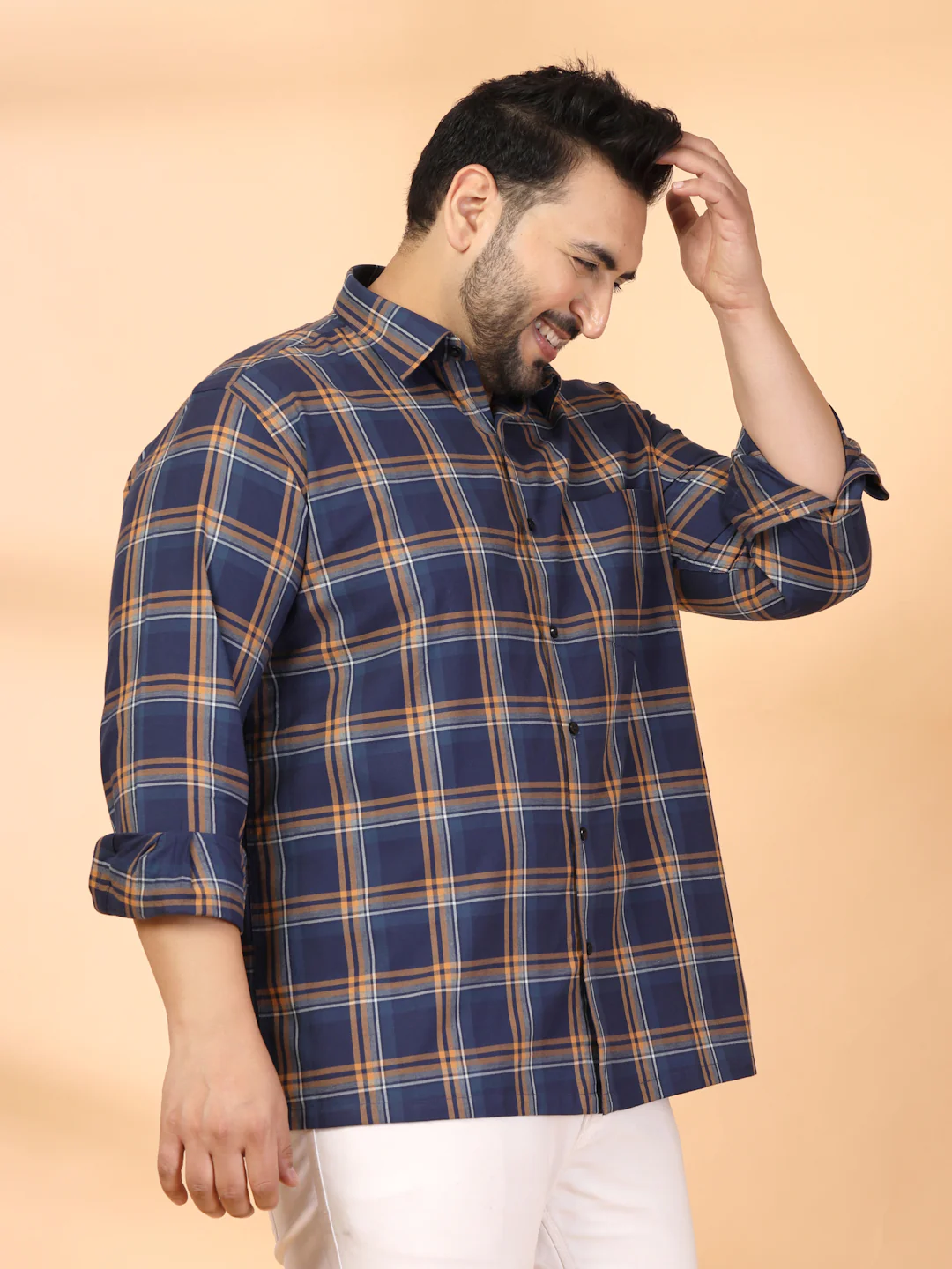 Plus Size Men Classic Tartan Checks Checked Casual Shirt - Image 5