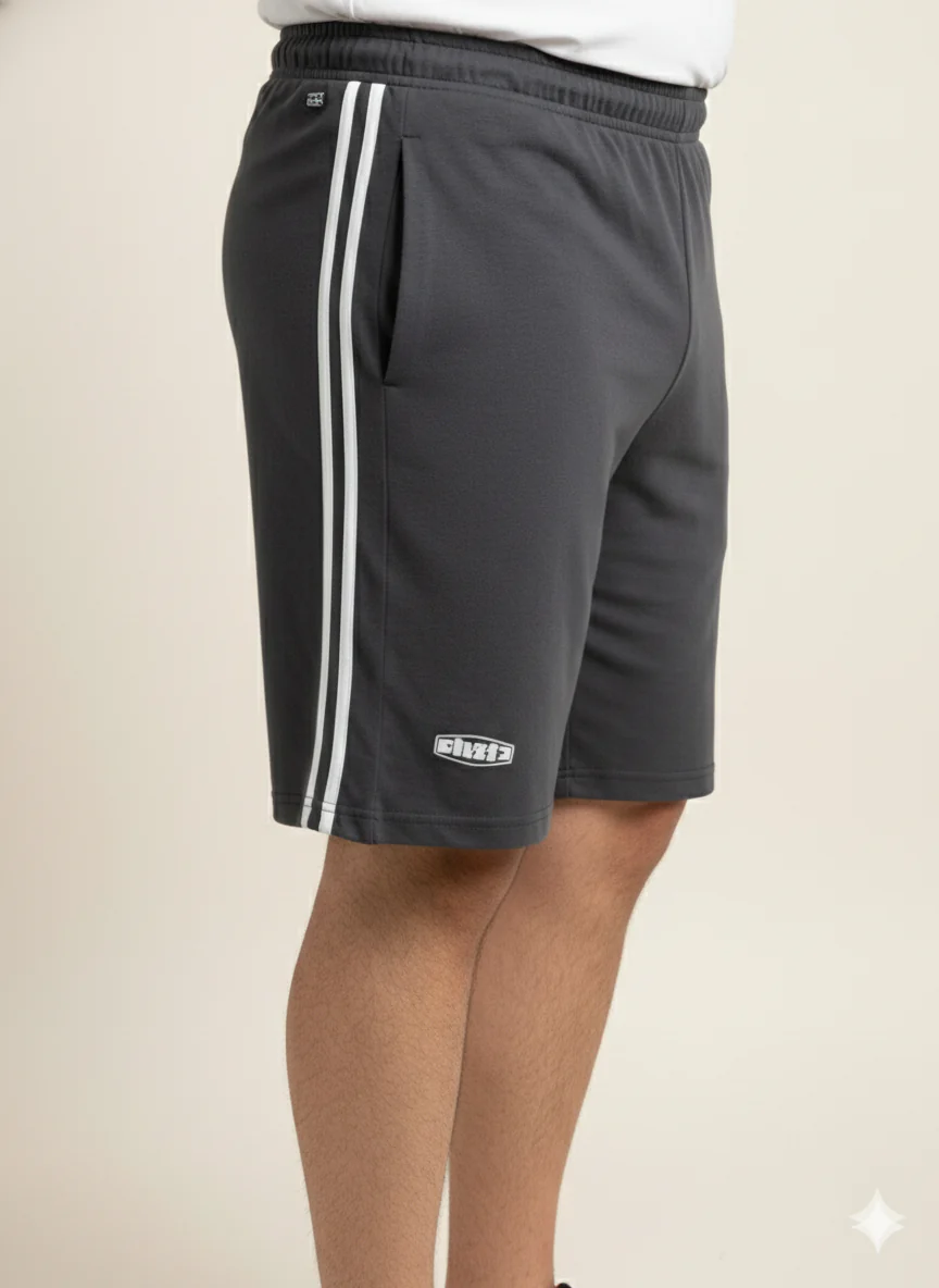 Plus Size Men Dark Grey Solid Regular Fit Shorts - Image 2