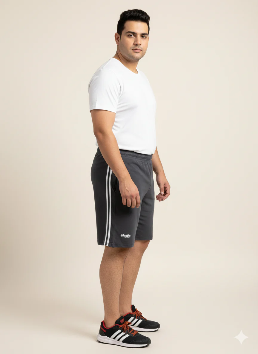 Plus Size Men Dark Grey Solid Regular Fit Shorts - Image 3