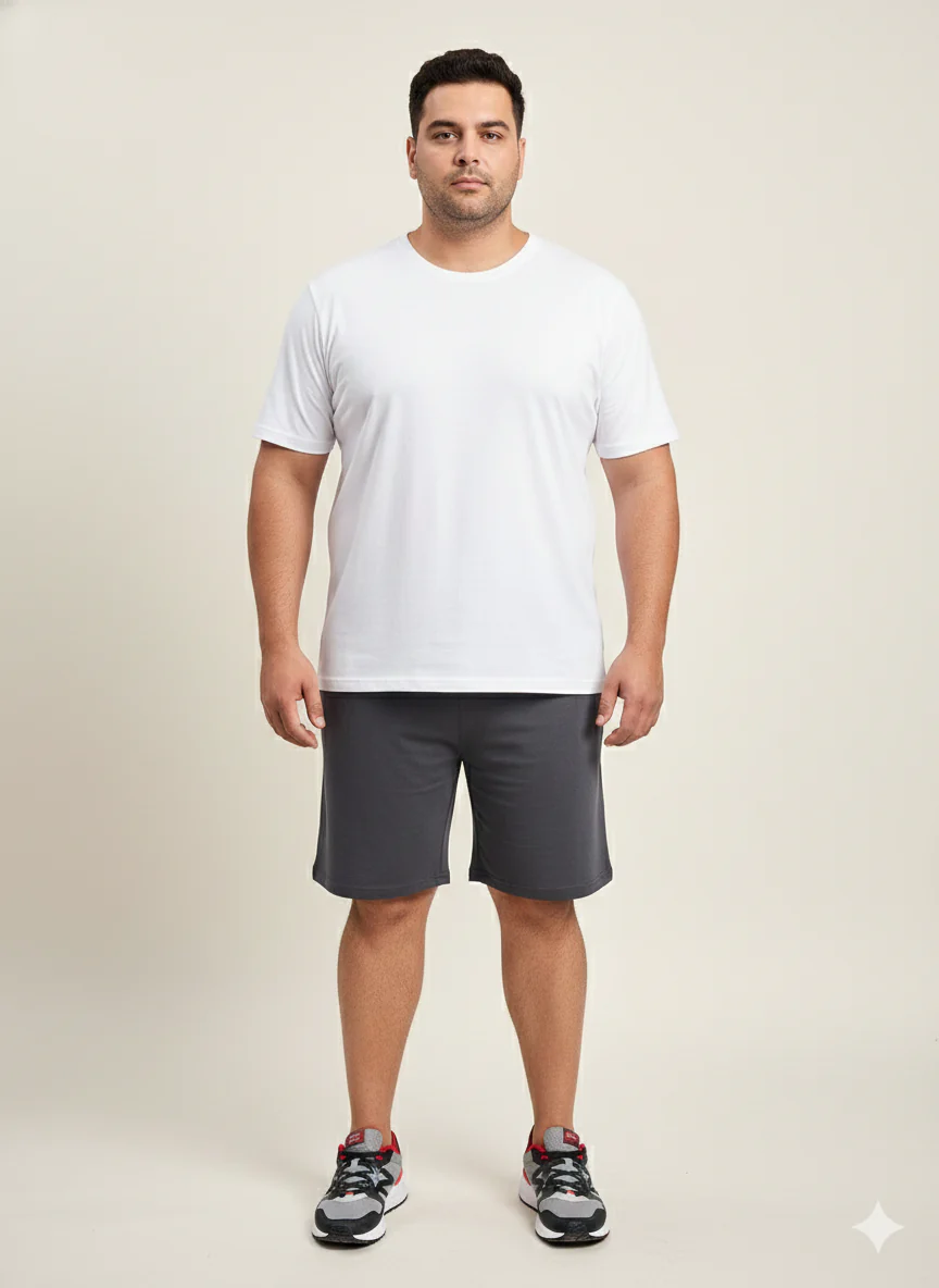 Plus Size Men Dark Grey Solid Regular Fit Shorts - Image 5