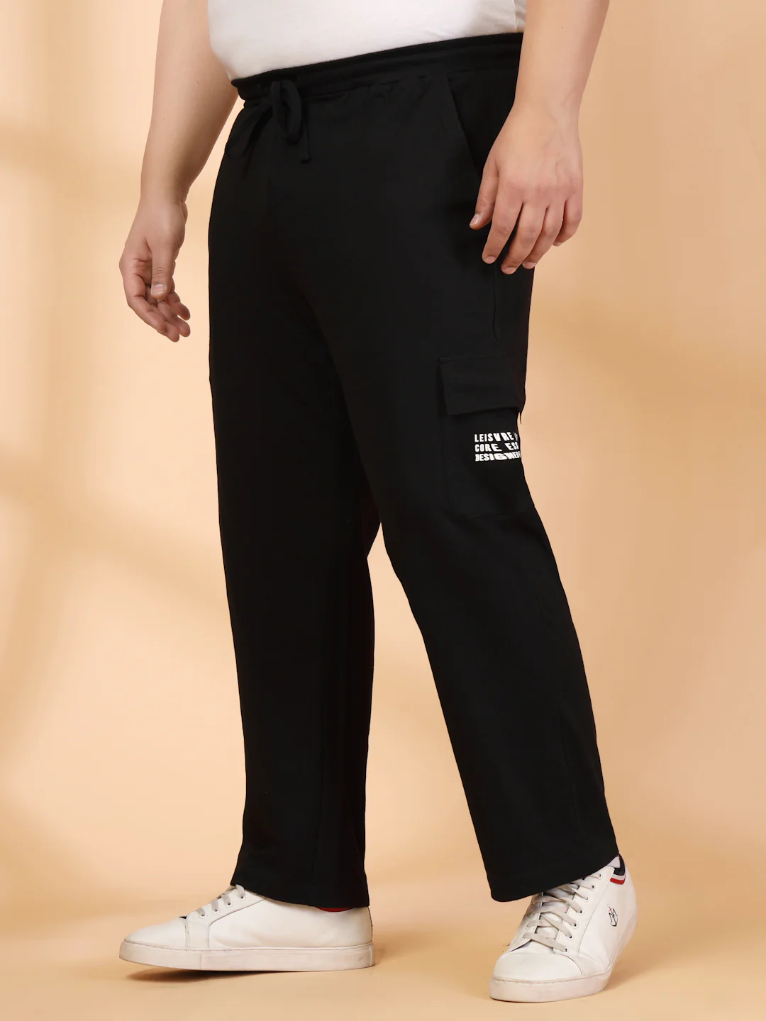 Plus Size Men Mid-Rise Cargo Track Pants