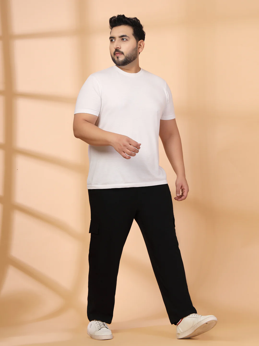 Plus Size Men Mid-Rise Cargo Track Pants - Image 2