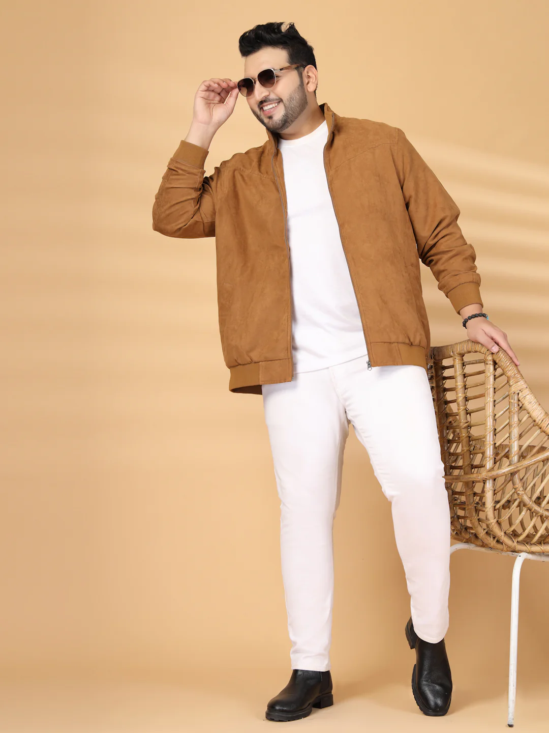 Plus Size Men Mock Collar Solid Bomber Jacket - Image 3