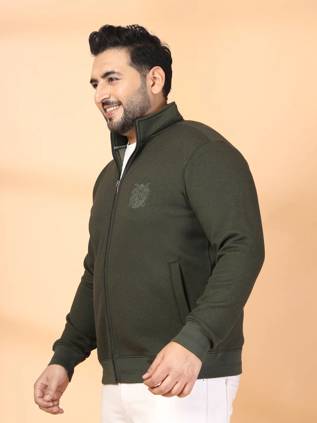 Plus Size Men Open Front Jacket with Embroidered - Image 3