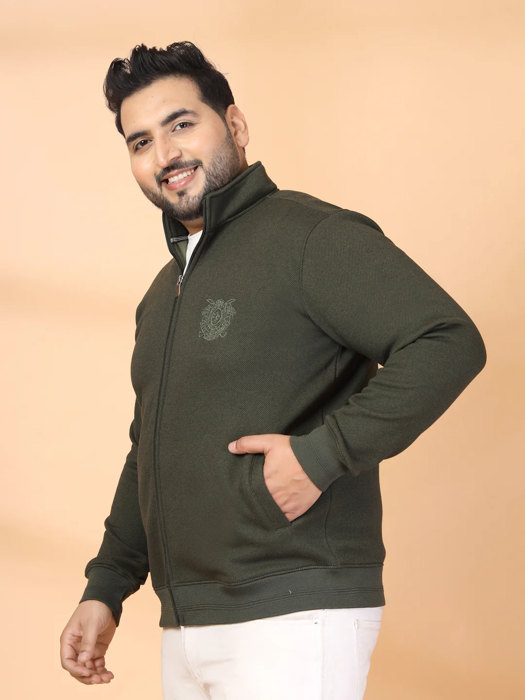 Plus Size Men Open Front Jacket with Embroidered - Image 4