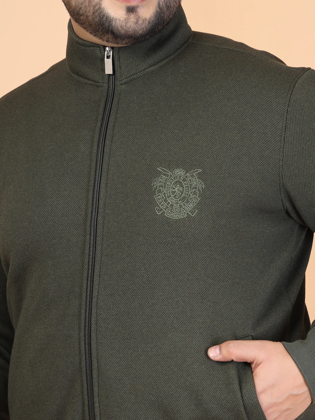 Plus Size Men Open Front Jacket with Embroidered - Image 5