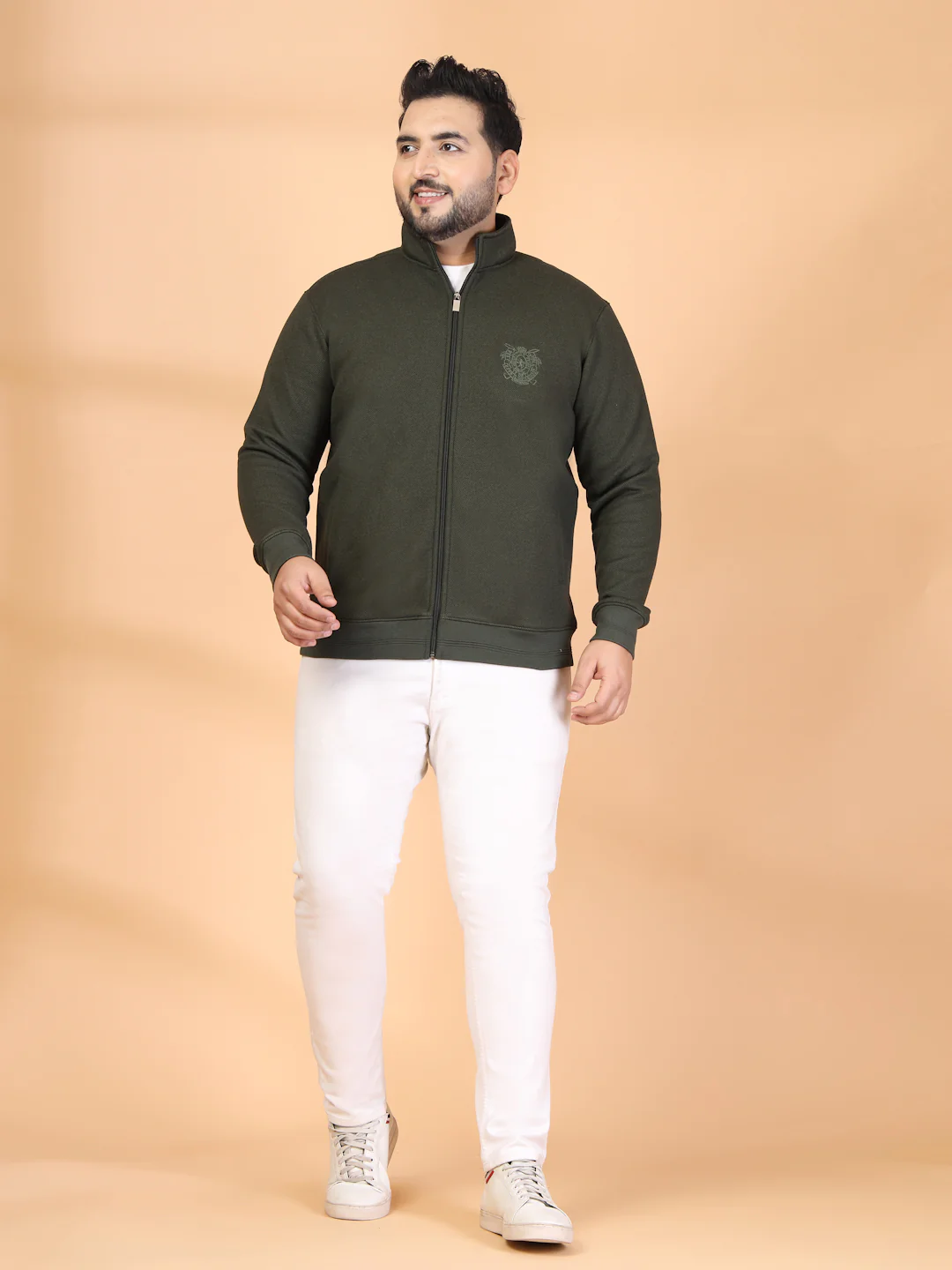 Plus Size Men Open Front Jacket with Embroidered - Image 6