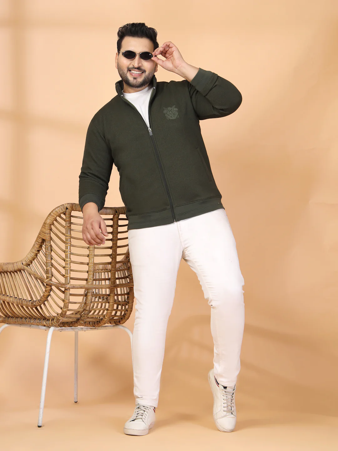 Plus Size Men Open Front Jacket with Embroidered - Image 7