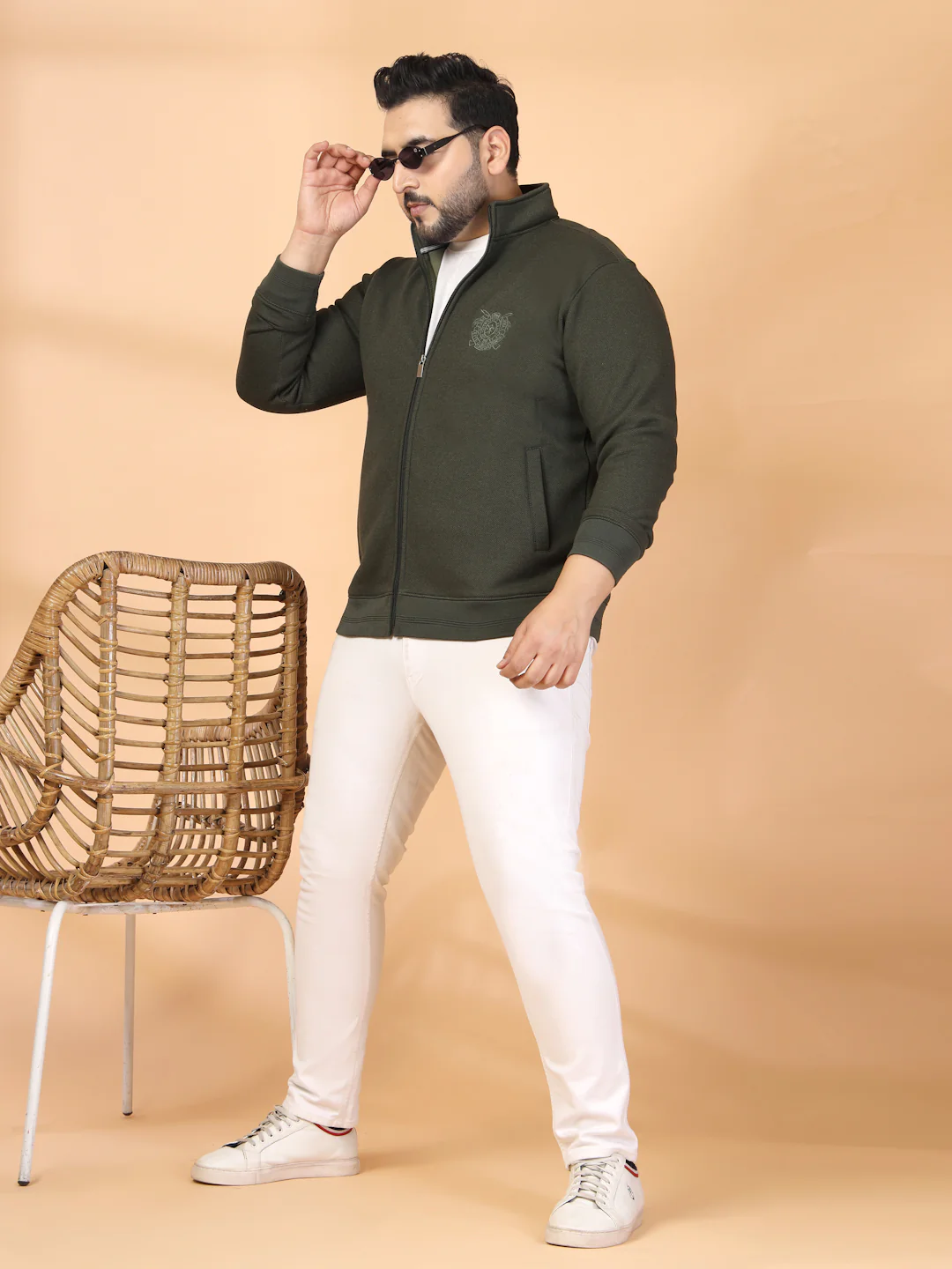 Plus Size Men Open Front Jacket with Embroidered - Image 8