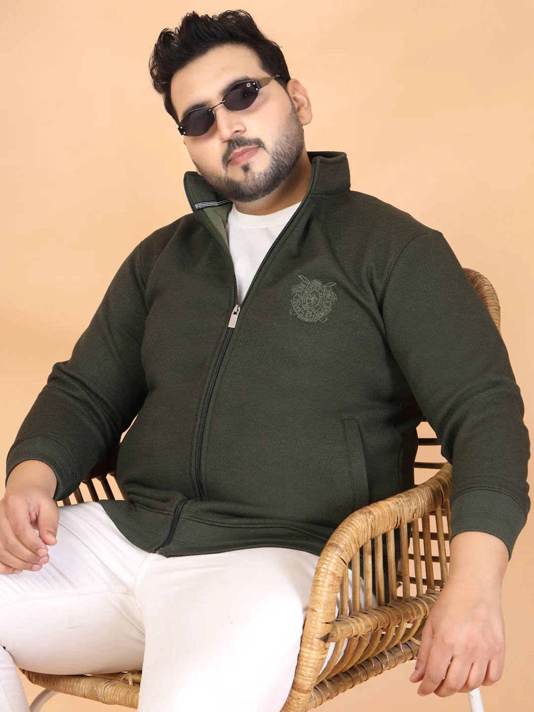 Plus Size Men Open Front Jacket with Embroidered - Image 9