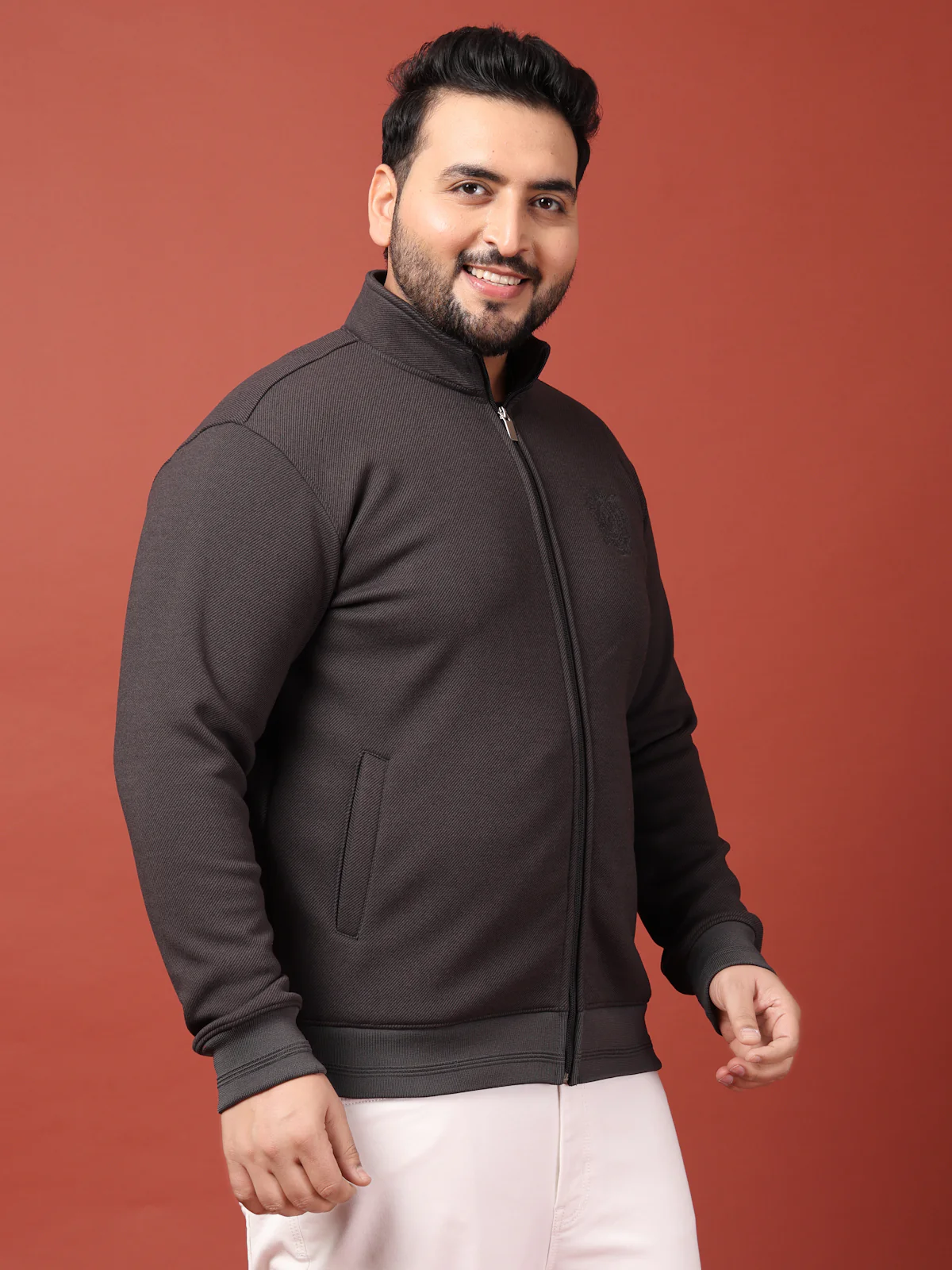 Plus Size Men Open Front Jacket with Embroidered - Image 6