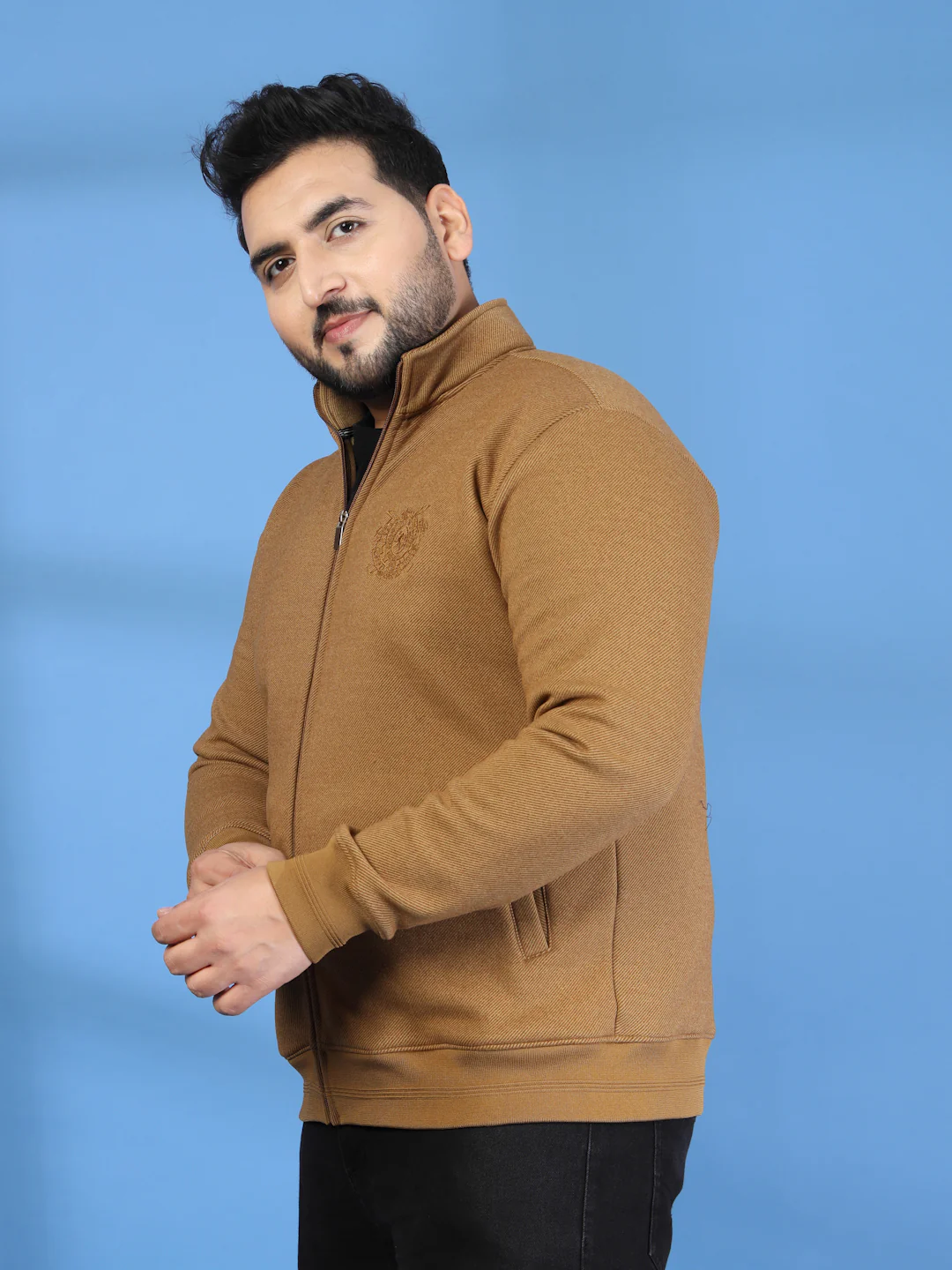 Plus Size Men Open Front Jacket with Embroidered - Image 6