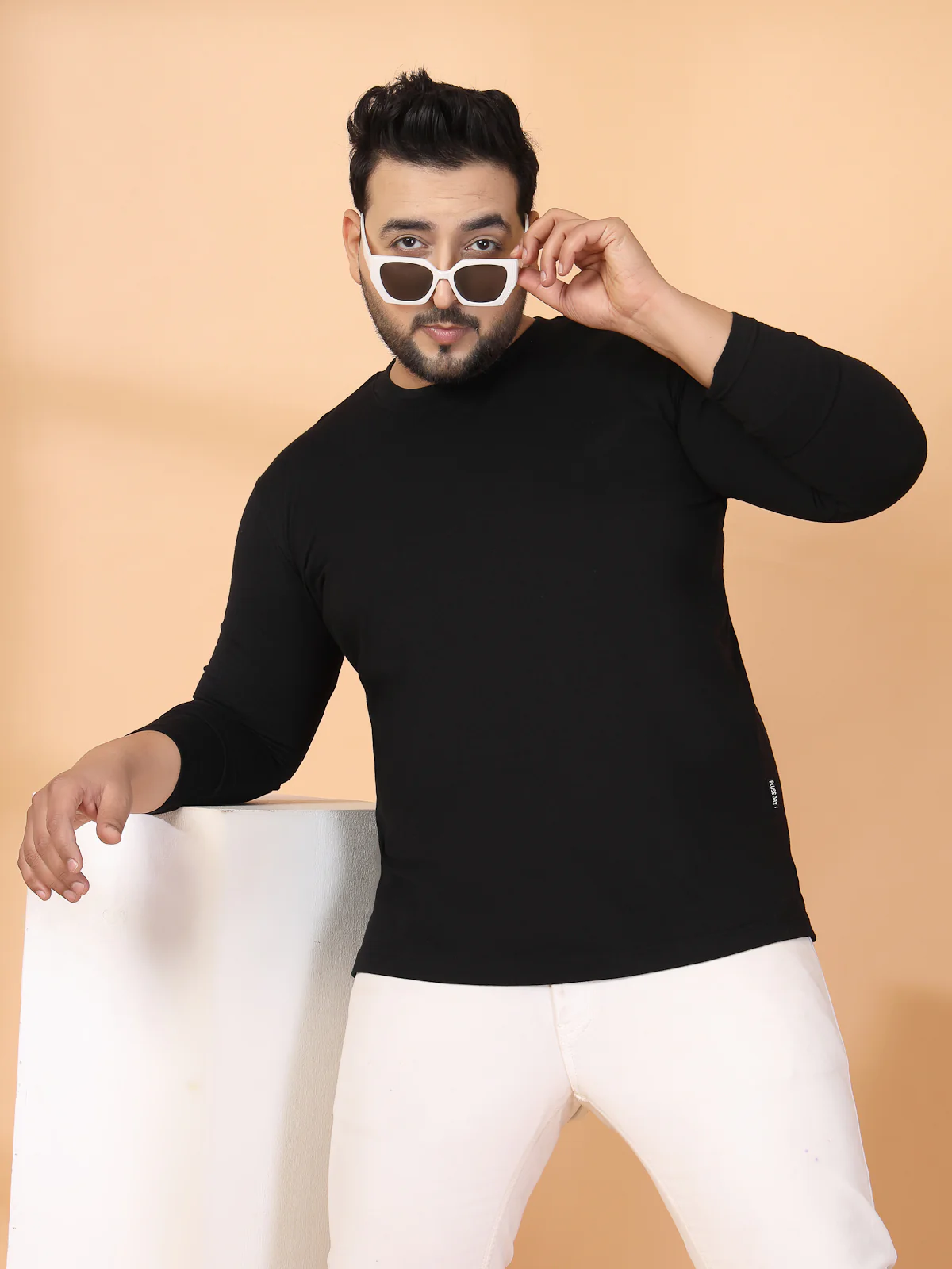 Plus Size Men Pure Cotton Solid Long Sleeves Casual T-shirt - Image 3