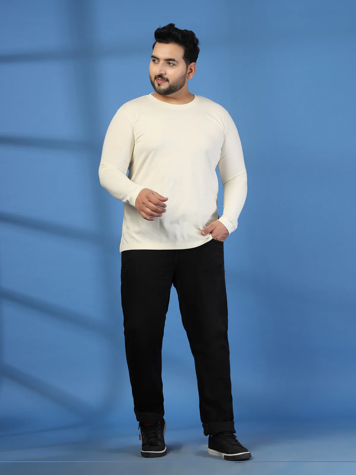 Plus Size Men Pure Cotton Solid Long Sleeves Casual T-shirt - Image 8