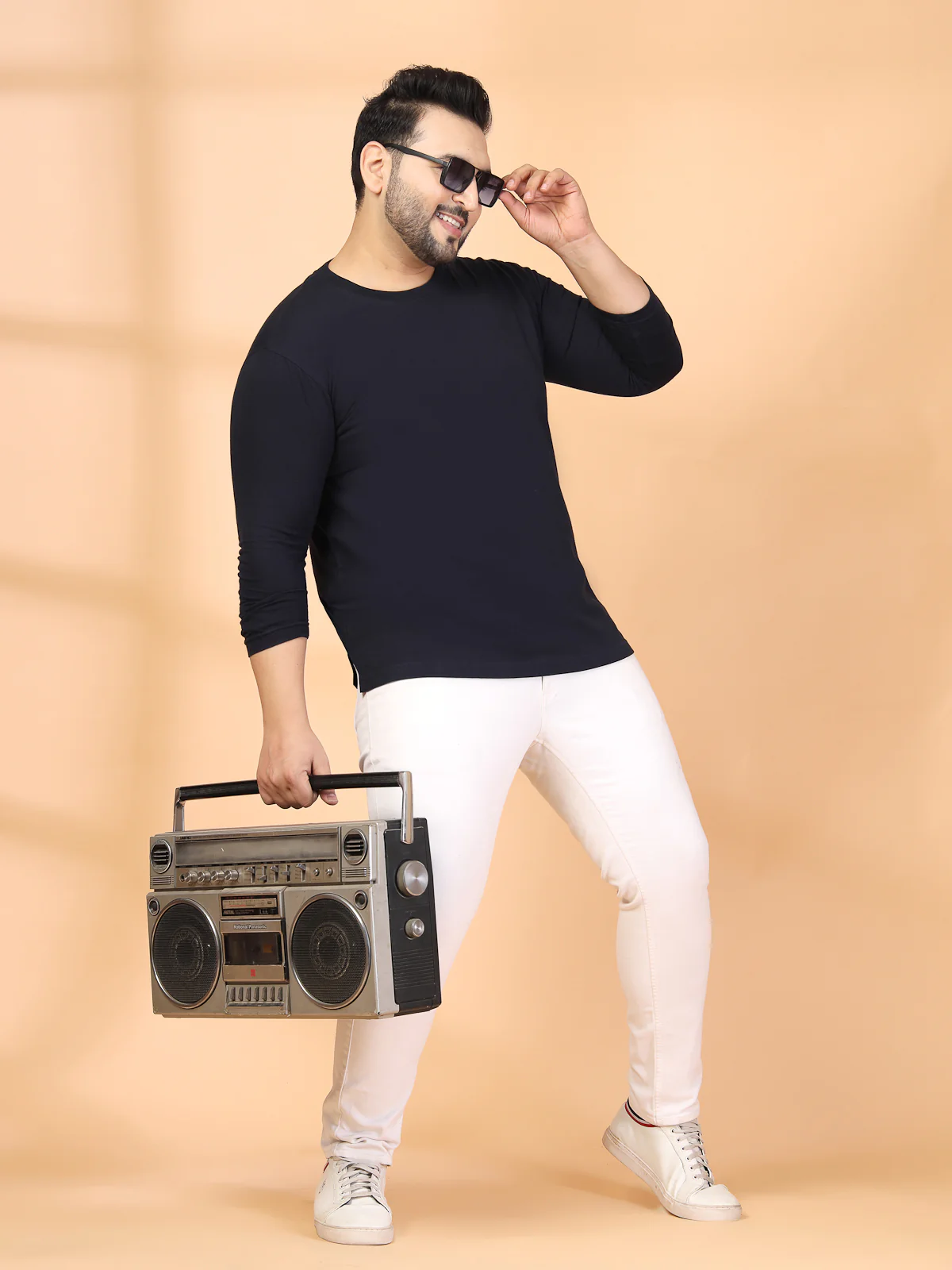 Plus Size Men Pure Cotton Solid Long Sleeves Casual T-shirt - Image 7