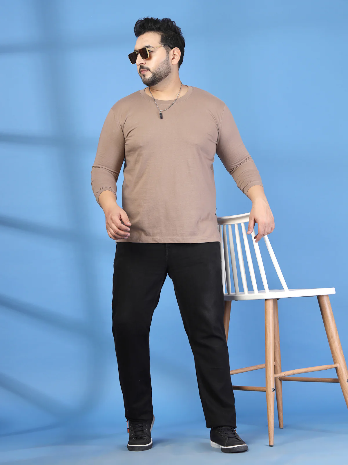 Plus Size Men Pure Cotton Solid Long Sleeves Casual T-shirt - Image 3