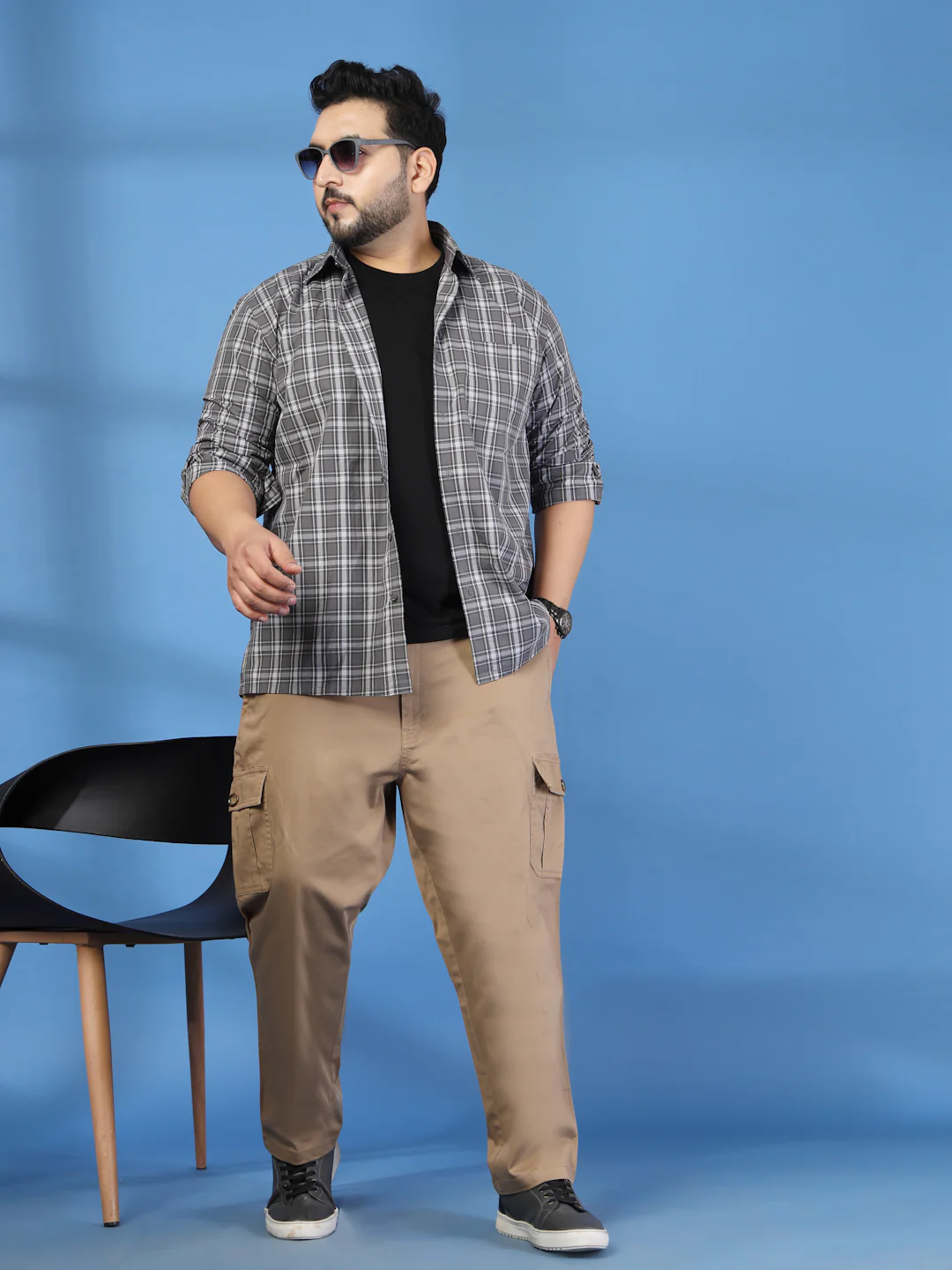 Plus Size Men Relax Fit Mid-Rise Cotton Cargo Trousers - Image 7
