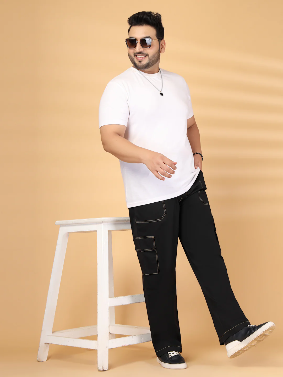 Plus Size Men's Black Baggy Oversized Cargo Pant - Image 4
