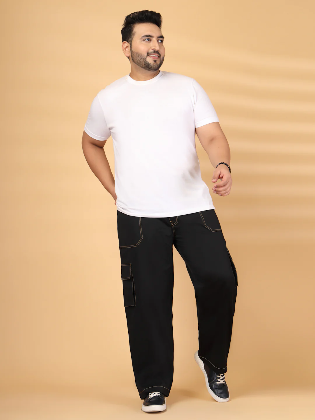 Plus Size Men's Black Baggy Oversized Cargo Pant - Image 5