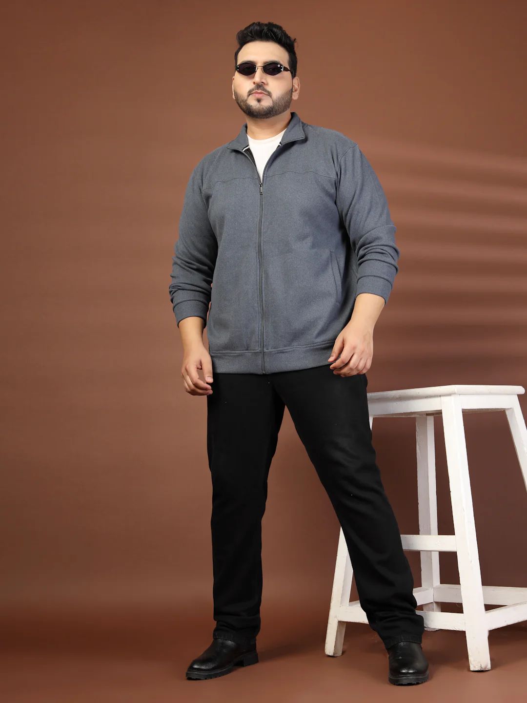 Plus Size Men's Lightweight Jacket Full Zip Stand Collar Baseball Jacket - Image 3