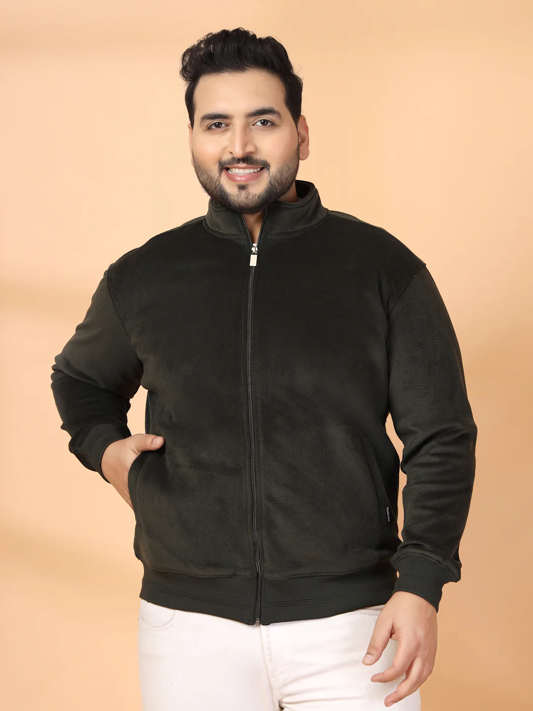 Plus Size Mock Collar Jacket