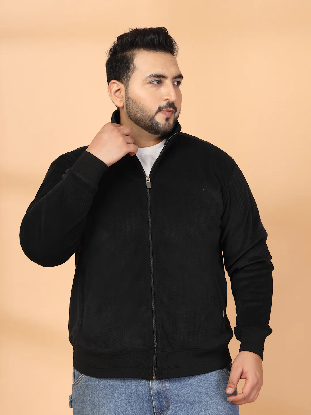 Plus Size Mock Collar Jacket