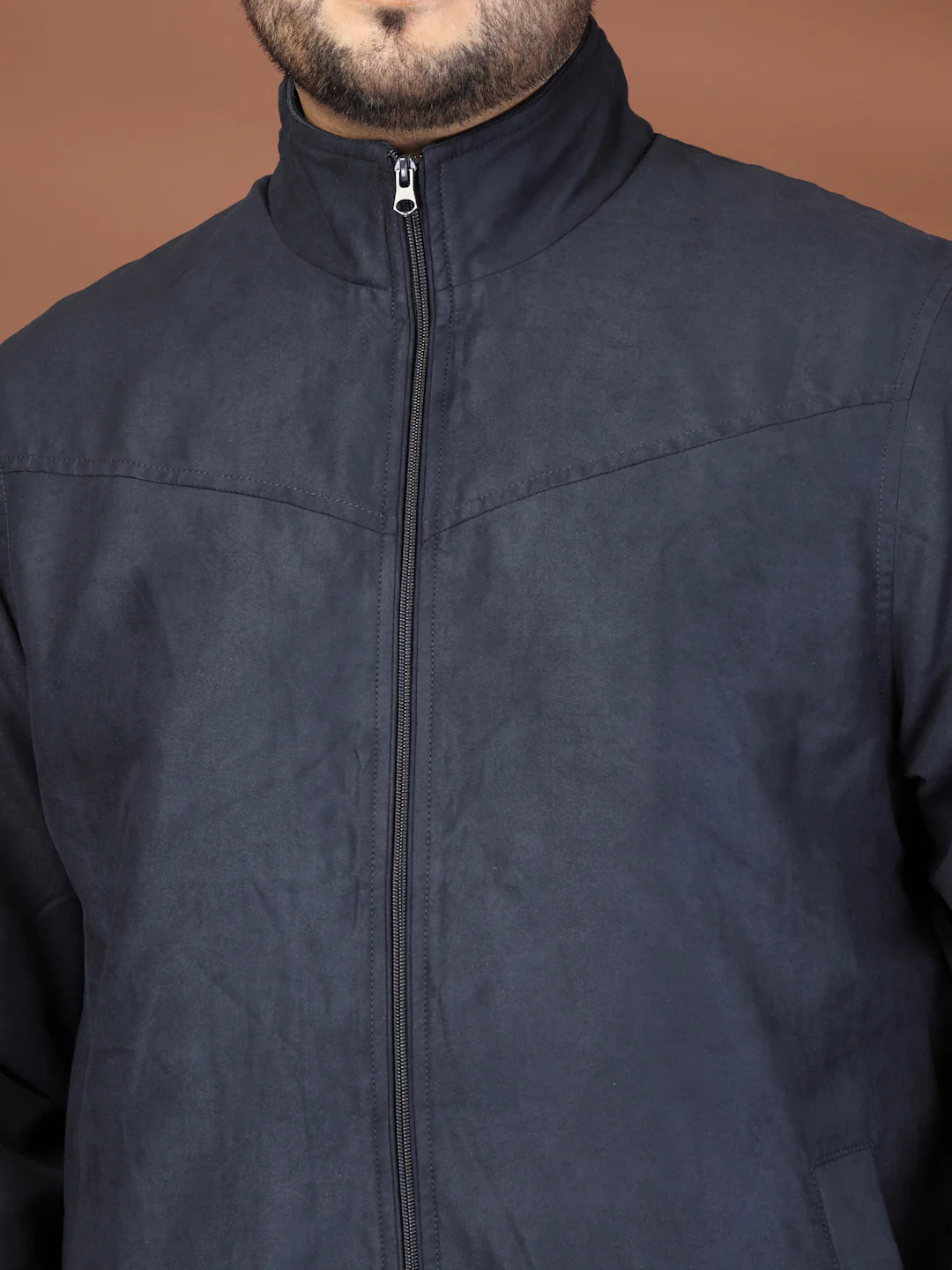 Plus Size Mock Collar Solid Bomber Jacket - Image 3