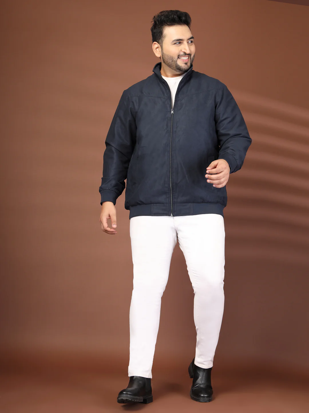 Plus Size Mock Collar Solid Bomber Jacket - Image 6