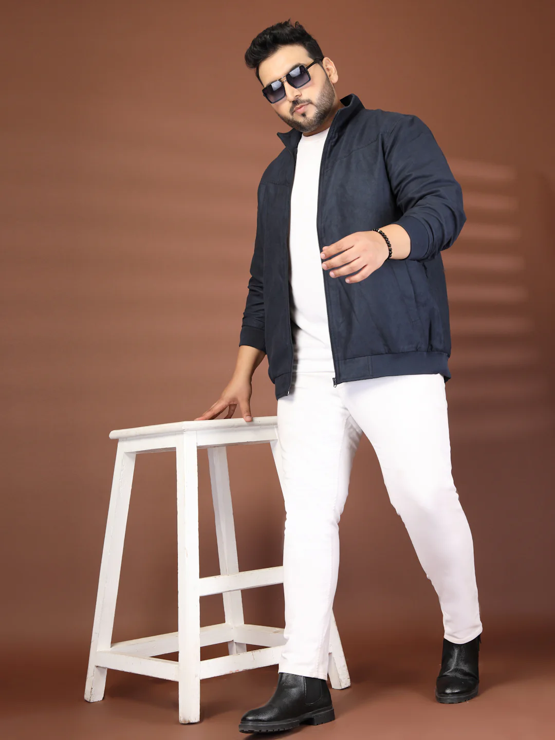 Plus Size Mock Collar Solid Bomber Jacket - Image 8