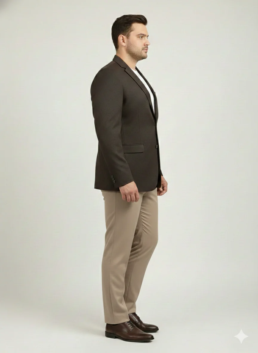 Plus Size Notched Lapel Collar Neck Single Breasted Blazer - Image 3