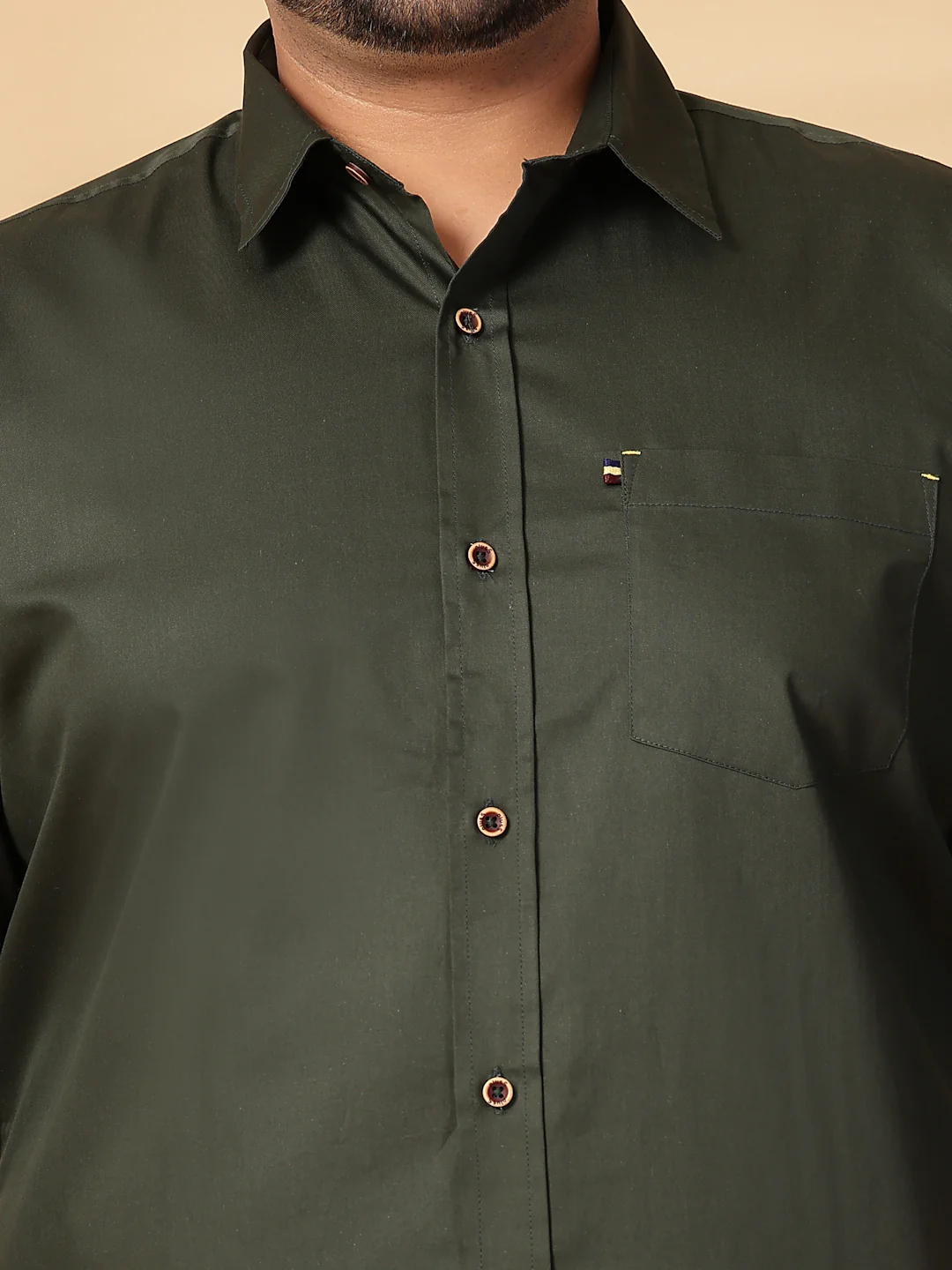 Plus Size Oversized Fit Spread Collar Solid Cotton Casual Shirt - Image 8