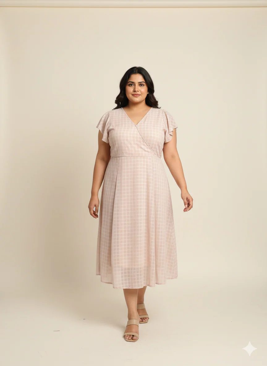 Plus Size Printed Flutter Sleeves A-Line Maxi Dress - Image 2