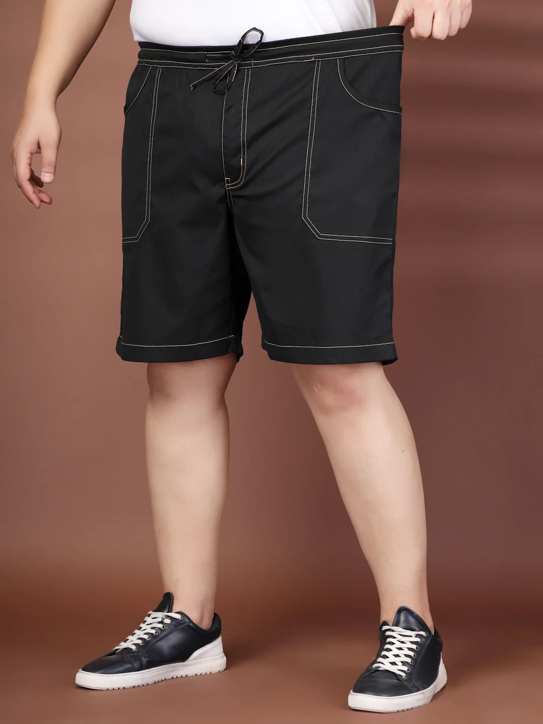 Plus Size Pure Cotton Relaxed-Fit Cargo Shorts - Image 7