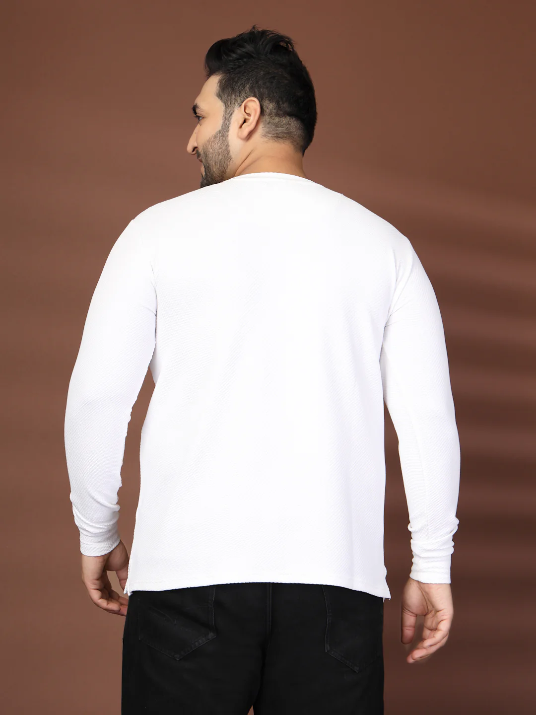 Men Plus Size Solid Round Neck T-shirt - Image 3