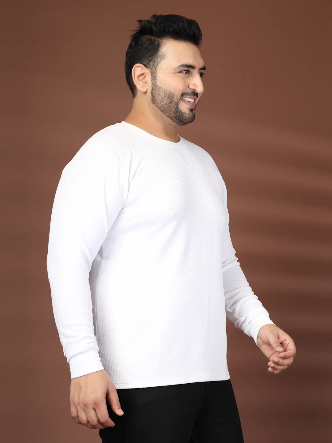 Men Plus Size Solid Round Neck T-shirt - Image 5