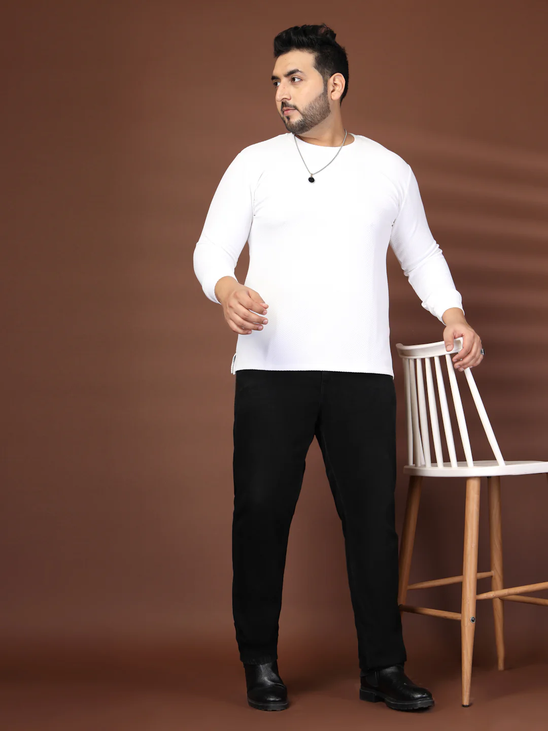 Men Plus Size Solid Round Neck T-shirt - Image 8