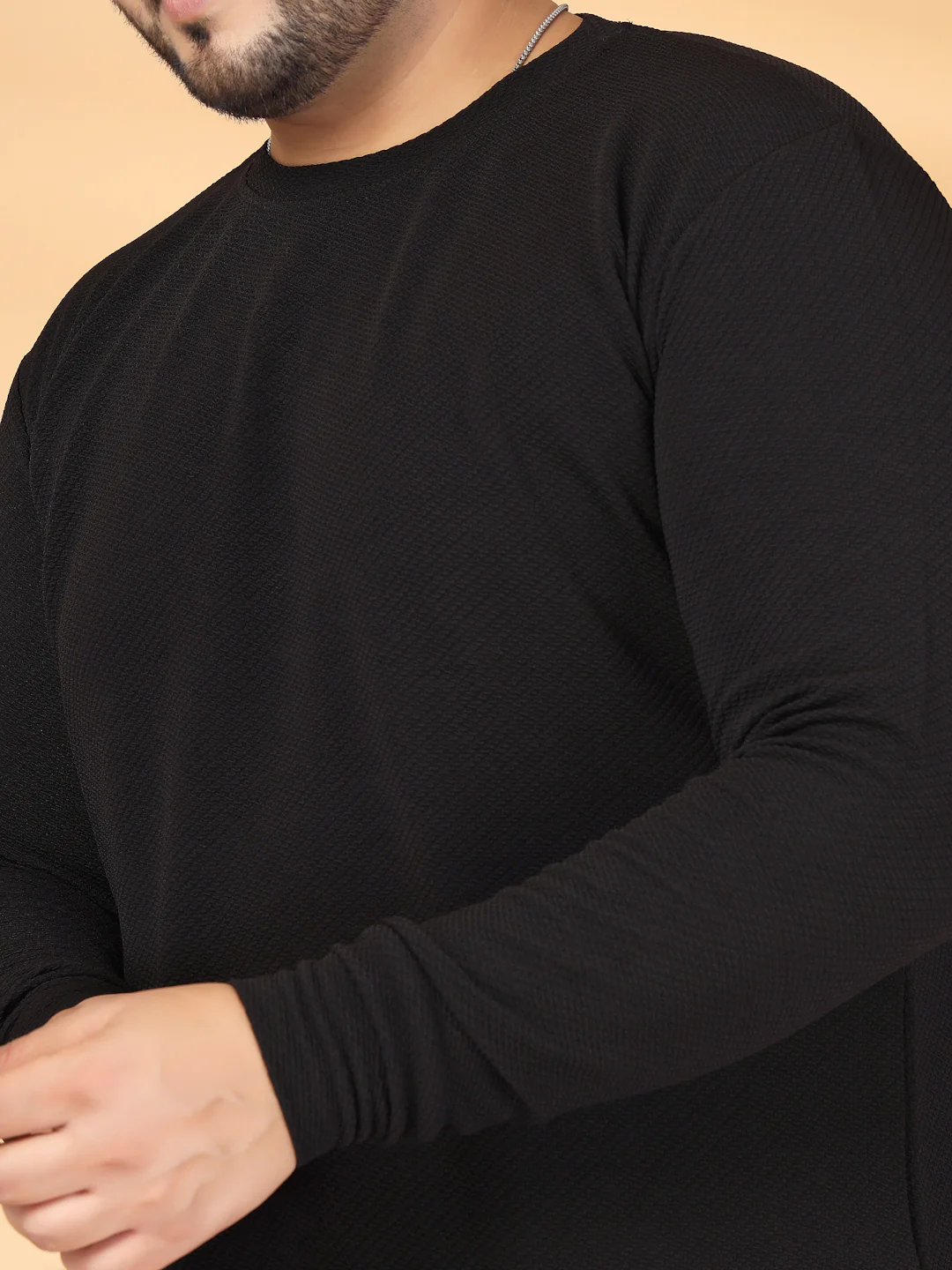 Self Design Round Neck Long Sleeves Regular Fit T-shirt - Image 7