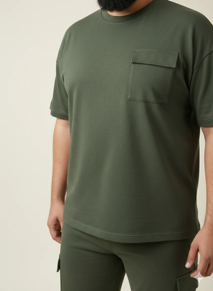 Plus Size Round Neck Pure Cotton T Shirt & Cargo Jogger Travel Co Ords Set - Image 3