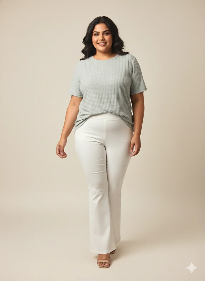 Plus Size Self Design Round Neck Short Sleeves T-shirt - Image 4