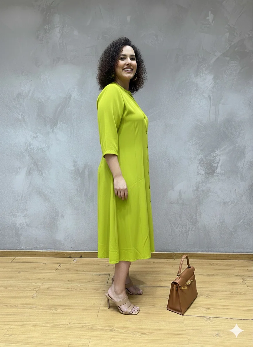 Plus Size Solid A-Line Dress - Image 3